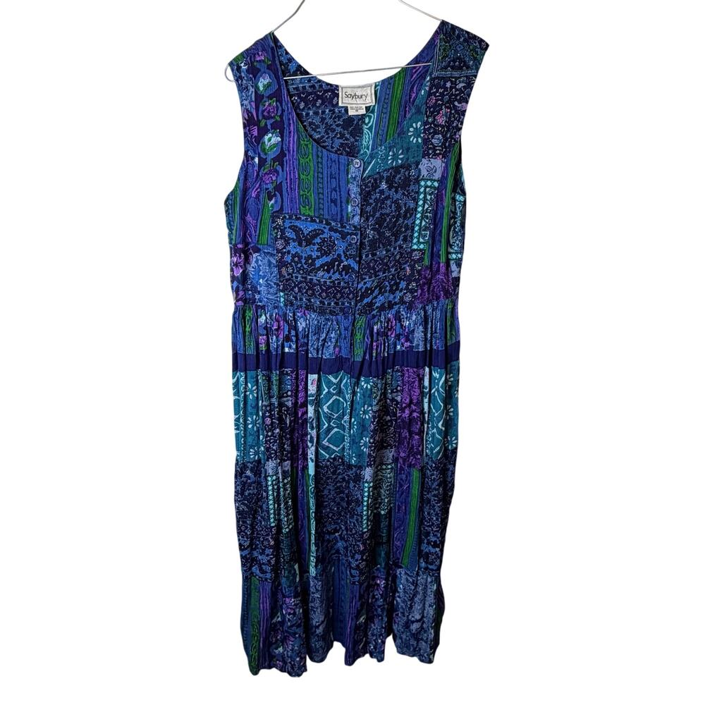 VTG 90s Saybury Maxi Dress M Patchwork Boho Cottagecore Prairie Art Teacher